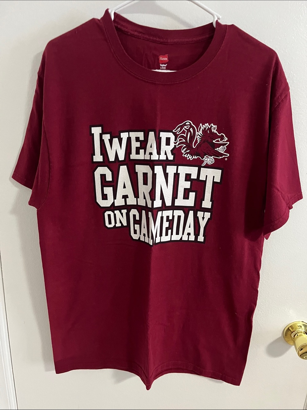 Hanes Garnet Graphic Carolina Gamecocks ‘I Wear Garnet on Gameday' Tee